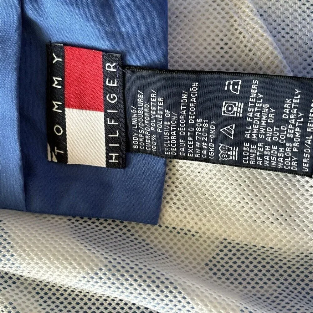 Tommy Hilfiger Mens Medium Blue White Tropical Hula Girl Print Swim Short Trunks